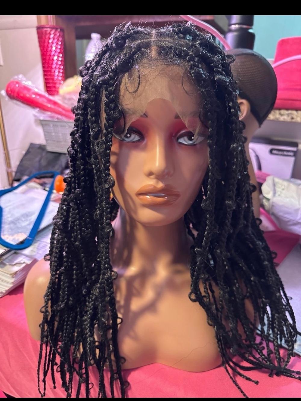 Black Lace Front Braided Wig - Natural-Look Lightweight Style